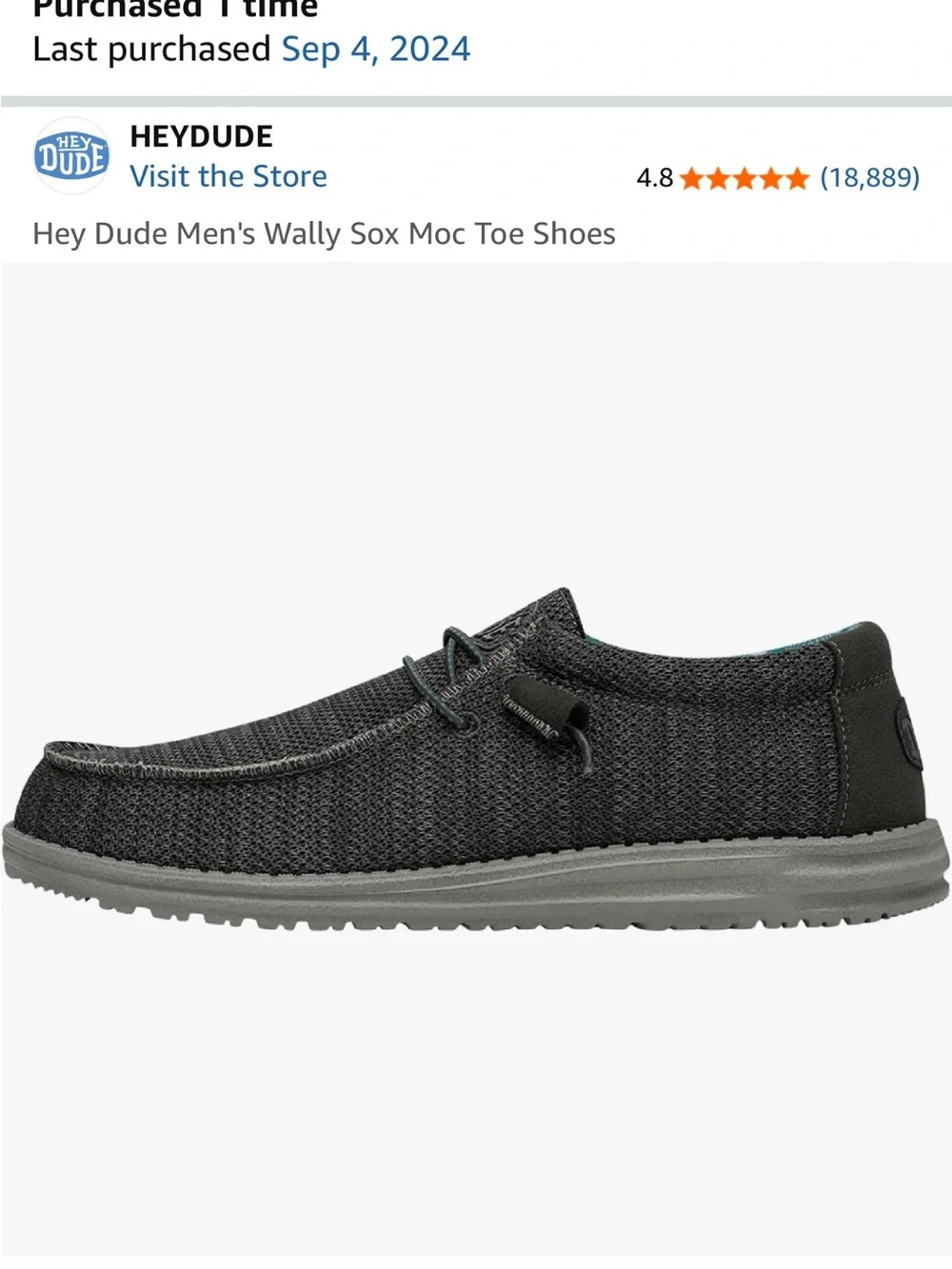 Hey Dude Men’s Charcoal Black Woven Slip-On Loafers excellent condition